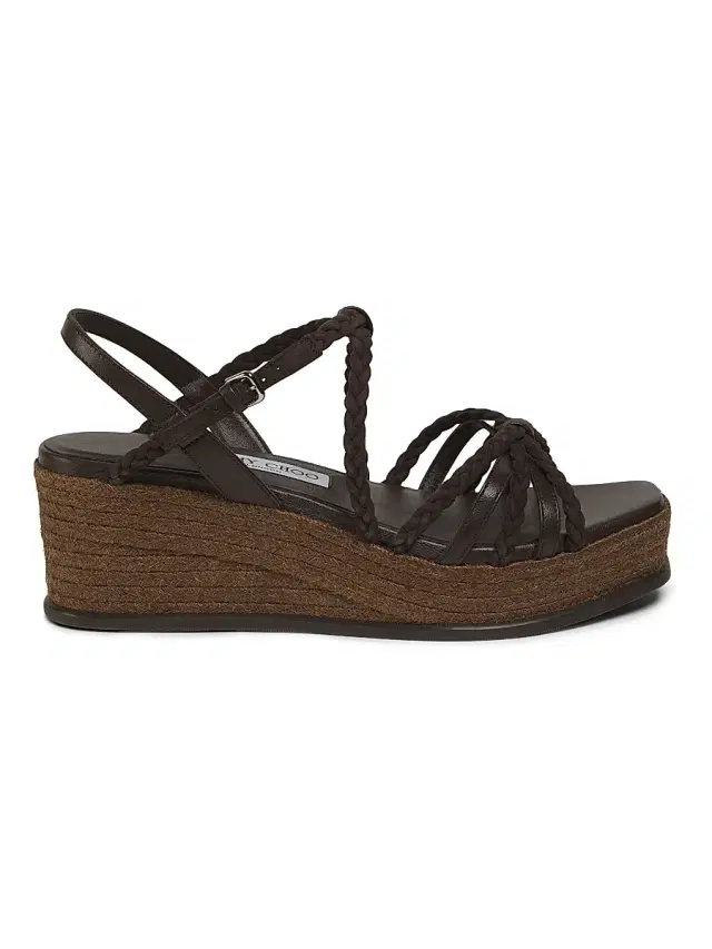 Women's Nyra 60MM Leather-Suede Wedge Sandals - Chocolate Coffee