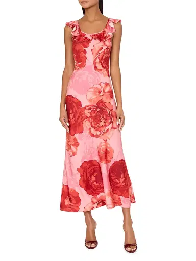 Milly Women's Scarlett Rose-Printed Midi-Dress | Thumbnail 3 Milly Women's Scarlett Rose-Printed Midi-Dress | Thumbnail 3