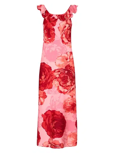 Milly Women's Scarlett Rose-Printed Midi-Dress | Thumbnail 1 Milly Women's Scarlett Rose-Printed Midi-Dress | Thumbnail 1