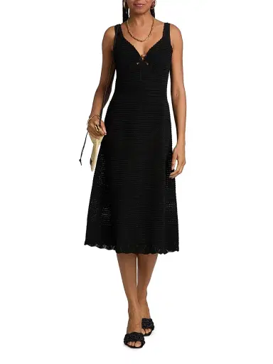 Milly Women's Knit Cover-Up Midi-Dress - Black | Thumbnail 2