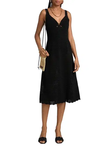 Milly Women's Knit Cover-Up Midi-Dress - Black | Thumbnail 3
