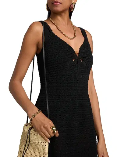 Milly Women's Knit Cover-Up Midi-Dress - Black | Thumbnail 5