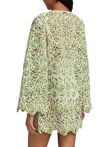 Milly Women's Green Leaf Cotton-Blend Cover-Up Minidress - Green | Thumbnail 4