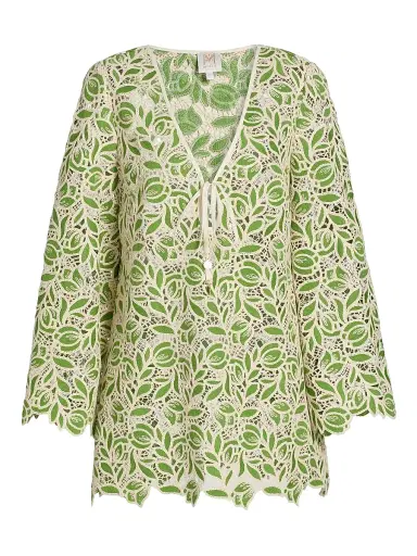 Milly Women's Green Leaf Cotton-Blend Cover-Up Minidress - Green | Thumbnail 1