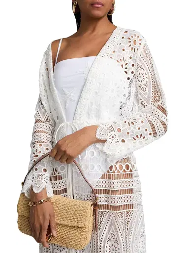 Milly Women's Lace Cover-Up Midi-Dress - White - Size Large | Thumbnail 5 Milly Women's Lace Cover-Up Midi-Dress - White - Size Large | Thumbnail 5