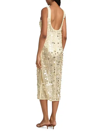 Milly Women's Pailette Sequined Crochet Cover-Up Midi-Dress - Yellow | Thumbnail 4