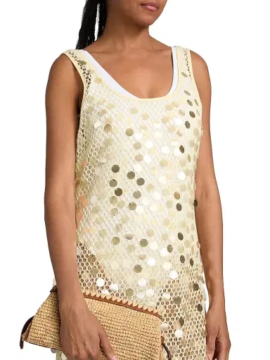 Milly Women's Pailette Sequined Crochet Cover-Up Midi-Dress - Yellow | Thumbnail 5