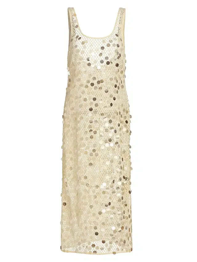 Milly Women's Pailette Sequined Crochet Cover-Up Midi-Dress - Yellow