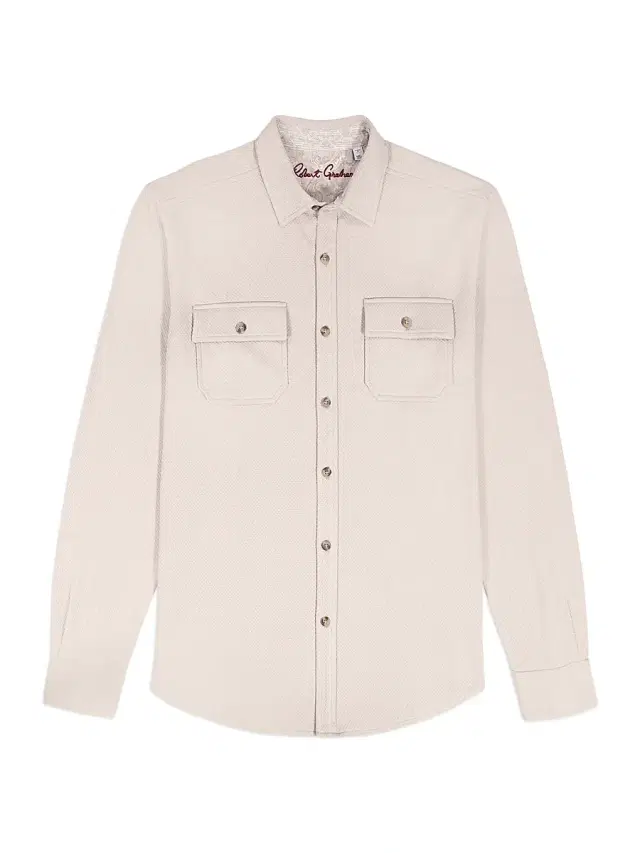 Robert Graham Men's Eastling Utility Knit Shirt Jacket - Oatmeal