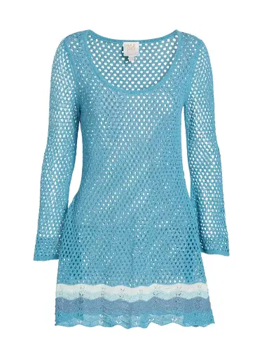 Milly Women's Crochet-Knit Cover-Up Minidress - Blue Multi | Thumbnail 1