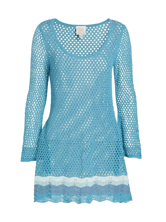 Milly Women's Crochet-Knit Cover-Up Minidress - Blue Multi