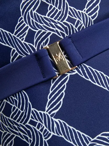 Milly Women's Rope-Print Belted One-Piece Swimsuit - Navy - Size Large | Thumbnail 7