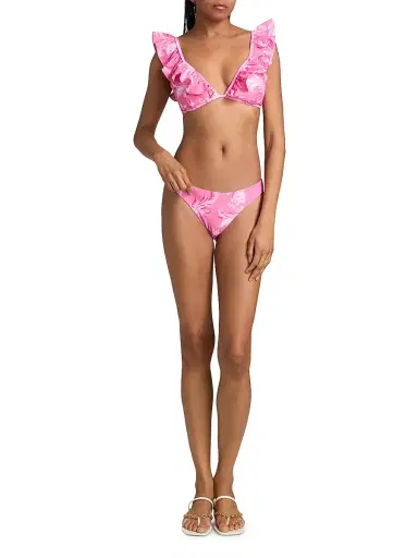 Milly Women's Canopee Graphic Bikini Bottom - Pink Multi - Size Large | Thumbnail 2