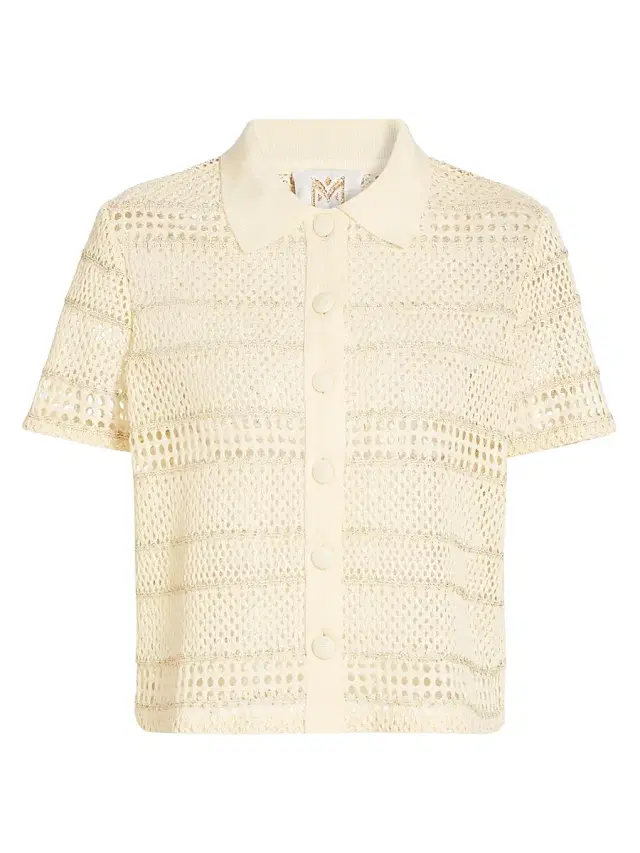 Milly Women's Crochet Knit Short-Sleeve Shirt - Gold Multi