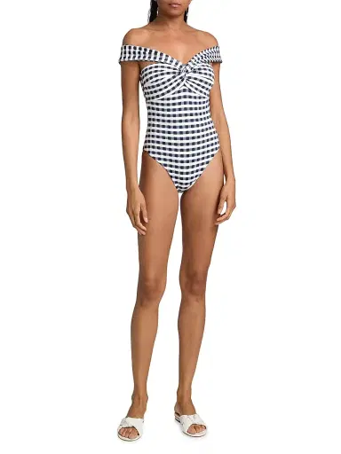 Milly Women's Betsy Cottage Gingham One-Piece Swimsuit - Navy - Size Medium | Thumbnail 2 Milly Women's Betsy Cottage Gingham One-Piece Swimsuit - Navy - Size Medium | Thumbnail 2