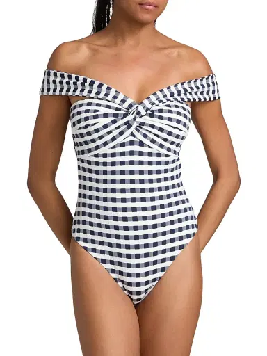 Milly Women's Betsy Cottage Gingham One-Piece Swimsuit - Navy - Size Medium | Thumbnail 3 Milly Women's Betsy Cottage Gingham One-Piece Swimsuit - Navy - Size Medium | Thumbnail 3