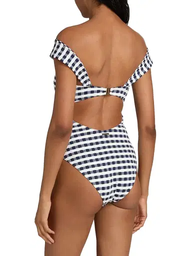Milly Women's Betsy Cottage Gingham One-Piece Swimsuit - Navy - Size Medium | Thumbnail 4 Milly Women's Betsy Cottage Gingham One-Piece Swimsuit - Navy - Size Medium | Thumbnail 4