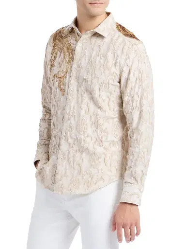 Robert Graham Men's Beaded Snake Shirt - Khaki - Size XXXL | Thumbnail 4