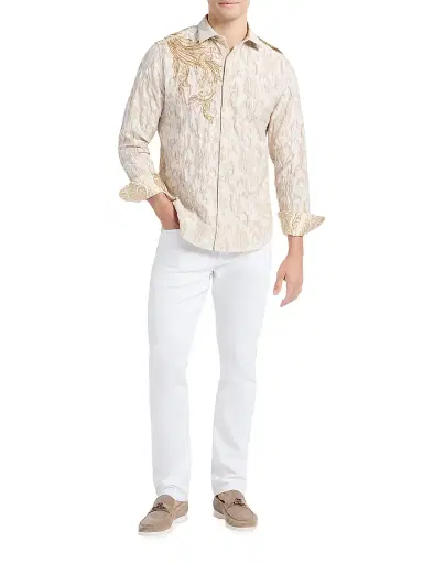 Robert Graham Men's Beaded Snake Shirt - Khaki - Size XXXL | Thumbnail 1