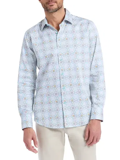 Robert Graham Men's Runnymede Geometric Stretch-Cotton Shirt - Size XXXL | Thumbnail 3