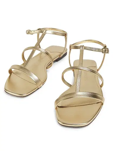 Jimmy Choo Women's Gwyn Metallic-Leather Flat Sandals - Gold | Thumbnail 2