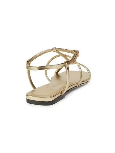 Jimmy Choo Women's Gwyn Metallic-Leather Flat Sandals - Gold | Thumbnail 3