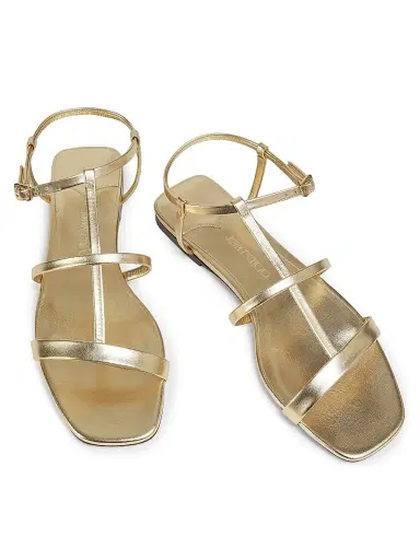 Jimmy Choo Women's Gwyn Metallic-Leather Flat Sandals - Gold | Thumbnail 4
