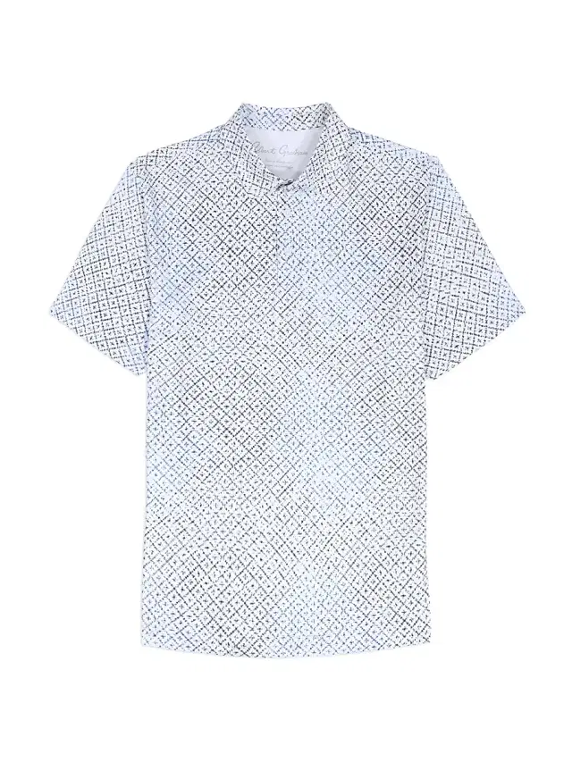Men's Dalby Geometric Knit Polo Shirt - White
