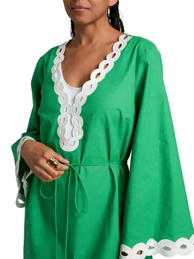 Milly Women's Embroidered Cotton-Blend Cover-Up Minidress - Green | Thumbnail 5