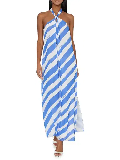 Milly Women's Ava Striped Maxi Dress - Blue | Thumbnail 4