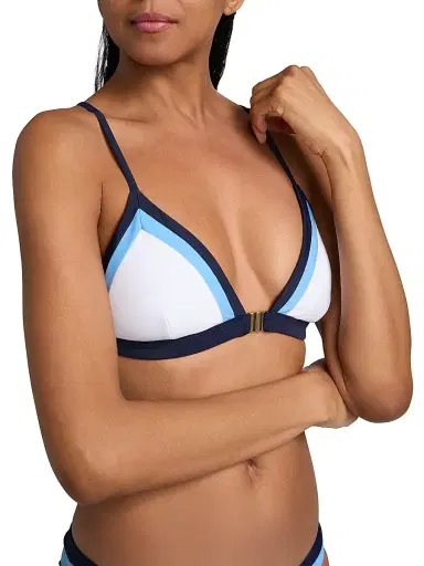 Milly Women's Positano Colorblocked Bikini Top - Navy Multi - Size Small | Thumbnail 5
