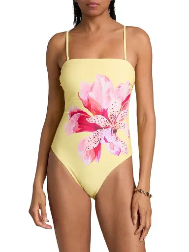 Milly Women's Songe D'iris Floral One-Piece Swimsuit - Yellow Multi - Size Large | Thumbnail 5 Milly Women's Songe D'iris Floral One-Piece Swimsuit - Yellow Multi - Size Large | Thumbnail 5