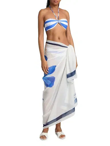 Milly Women's A La Plage Striped Bikini Bottom - Blue - Size Large | Thumbnail 2