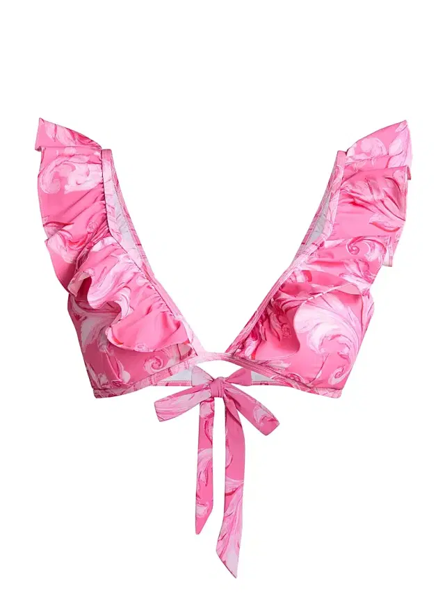 Women's Canopee Abstract Ruffled Bikini Top - Pink Multi