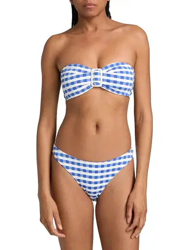 Milly Women's Margot Gingham Bandeau Bikini Top | Thumbnail 3