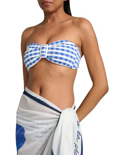 Milly Women's Margot Gingham Bandeau Bikini Top | Thumbnail 6