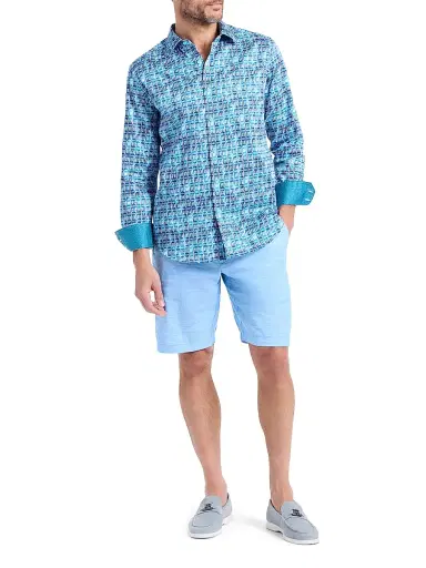 Robert Graham Men's Westmoreland Geometric Stretch-Cotton Shirt - Blue - Size XXXL | Thumbnail 2