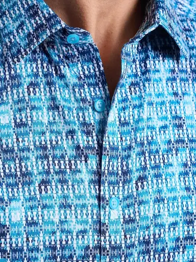 Robert Graham Men's Westmoreland Geometric Stretch-Cotton Shirt - Blue - Size XXXL | Thumbnail 7