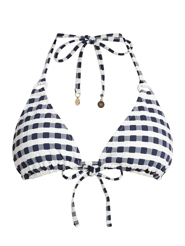 Women's Cottage Gingham Bikini Top - Navy