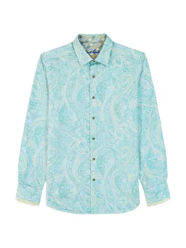 Robert Graham Men's The Viscount Paisley Button-Front Shirt - Teal | Thumbnail 1 Robert Graham Men's The Viscount Paisley Button-Front Shirt - Teal | Thumbnail 1