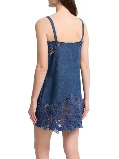 Oscar de la Renta Women's Embroidered Floral Denim Minidress | Thumbnail 5 Oscar de la Renta Women's Embroidered Floral Denim Minidress | Thumbnail 5