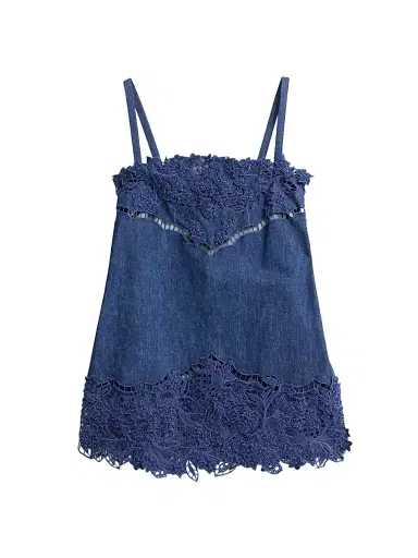 Oscar de la Renta Women's Embroidered Floral Denim Minidress | Thumbnail 1 Oscar de la Renta Women's Embroidered Floral Denim Minidress | Thumbnail 1