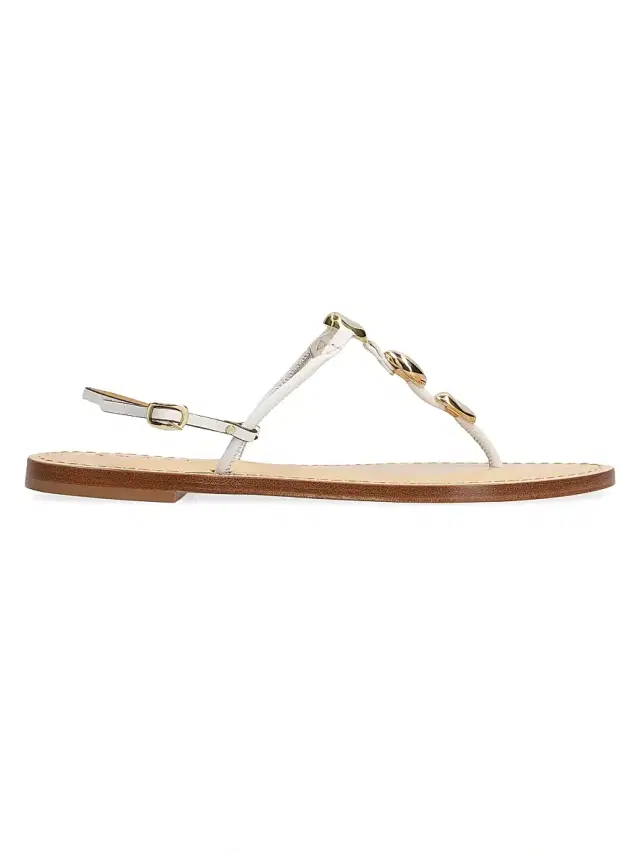 AMANU Women's The Nairobi Beaded Leather Sandals - White