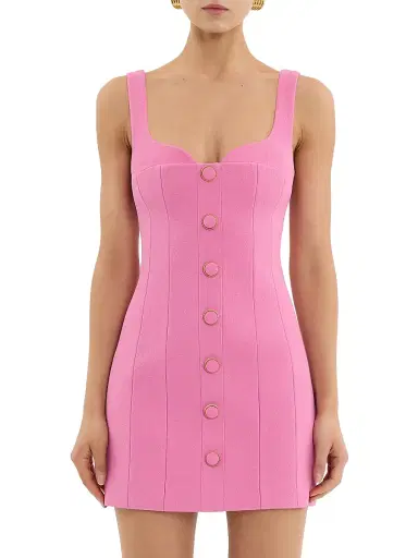 Rebecca Vallance Women's Muriel Buttoned Minidress - Pink - Size 12 | Thumbnail 5 Rebecca Vallance Women's Muriel Buttoned Minidress - Pink - Size 12 | Thumbnail 5
