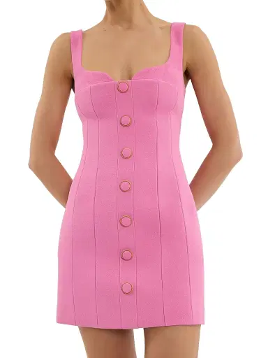 Rebecca Vallance Women's Muriel Buttoned Minidress - Pink - Size 12 | Thumbnail 1 Rebecca Vallance Women's Muriel Buttoned Minidress - Pink - Size 12 | Thumbnail 1
