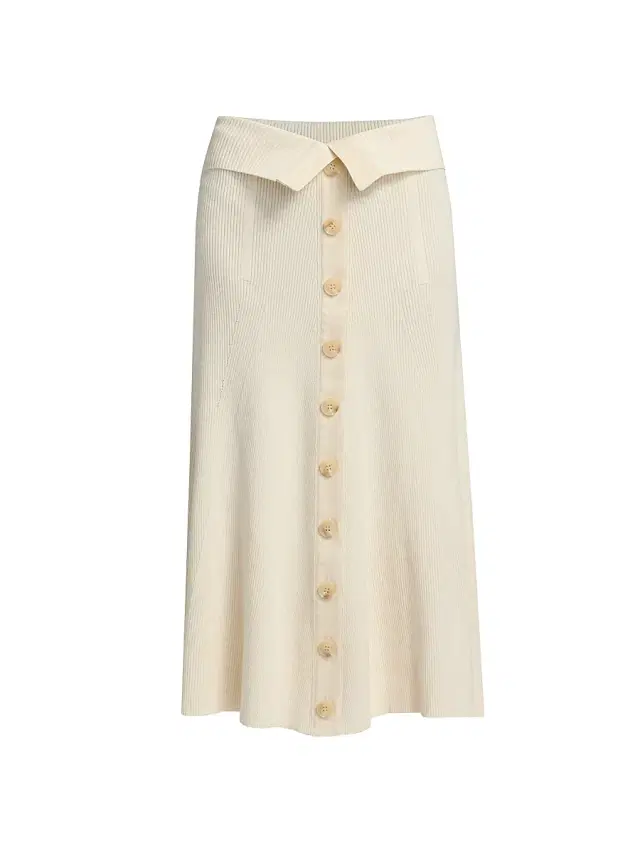 Zimmermann Women's Buttoned Rib-Knit Midi-Skirt - Parchment