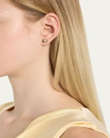 Sydney Evan 14K Gold and Diamond Pave Elephant Single Stud Earring, Left | Thumbnail 2