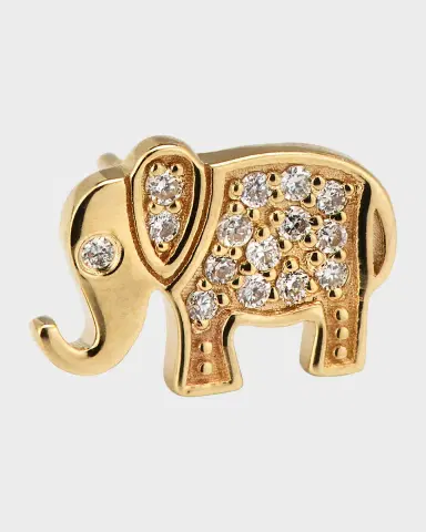 Sydney Evan 14K Gold and Diamond Pave Elephant Single Stud Earring, Left | Thumbnail 6