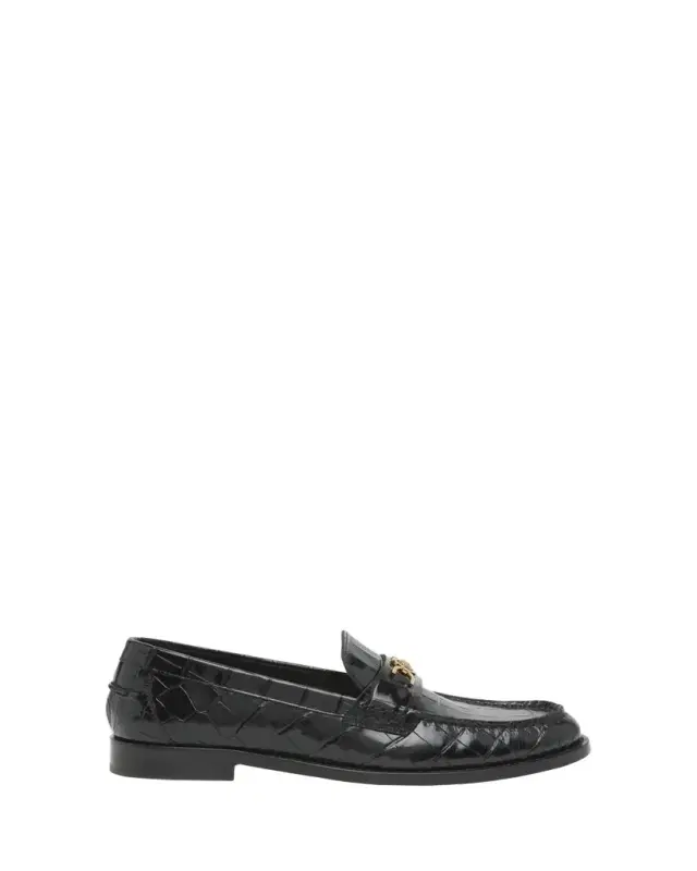 Versace Men's Croc-Effect Medusa Coin Bit Loafers