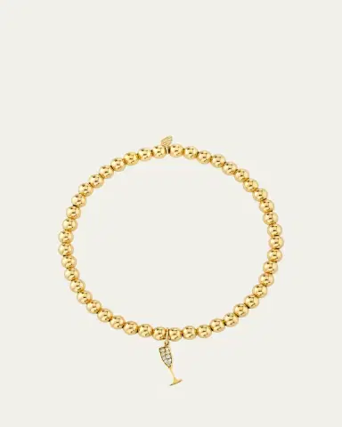 Sydney Evan Small Champagne Glass Charm on 14K Yellow Gold Ball Bracelet | Thumbnail 3 Sydney Evan Small Champagne Glass Charm on 14K Yellow Gold Ball Bracelet | Thumbnail 3